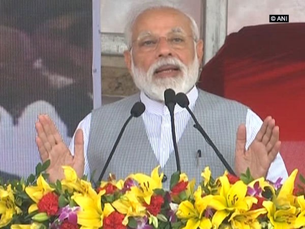Prime Minister Narendra Modi addressing a gathering in Greater Noida, Uttar Pradesh, on Saturday. Photo/ANI