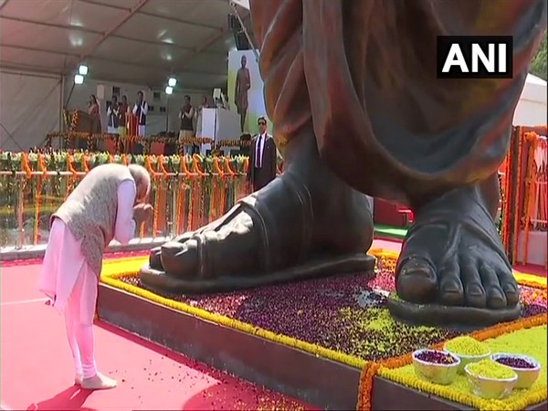 PM Modi after the unveiling of Pt Deendayal Upadhyaya's statue in Varanasi on Sunday