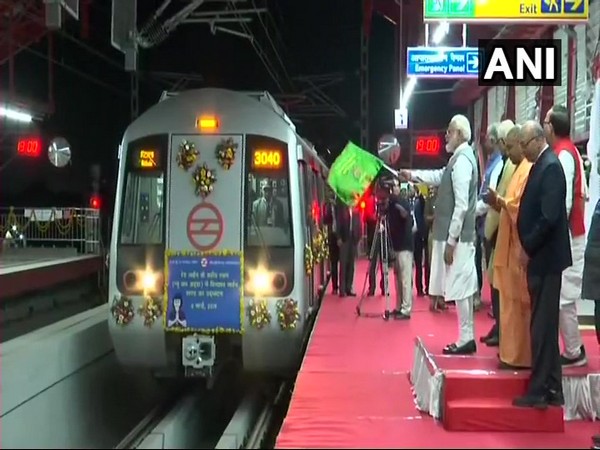 Prime Minister Narendra Modi while inaugurating Red line extension of Delhi Metro on Friday. Photo/ANI