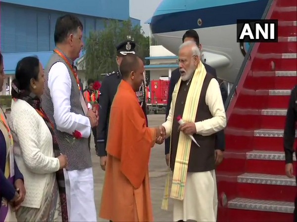 Prime Minister Narendra Modi arrives in Kanpur (Photo/ANI)