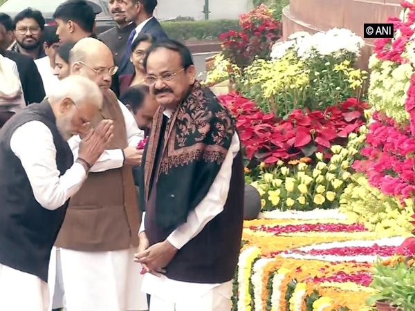 Prime Minister Narendra Modi paying floral tribute to people killed in 2001 Parliament attack on Friday. 