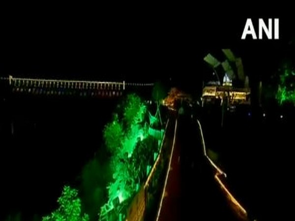 Prime Minister Narendra Modi inaugurated dynamic lighting for the Sardar Sarovar Dam in Gujarat on Friday. Photo/ANI