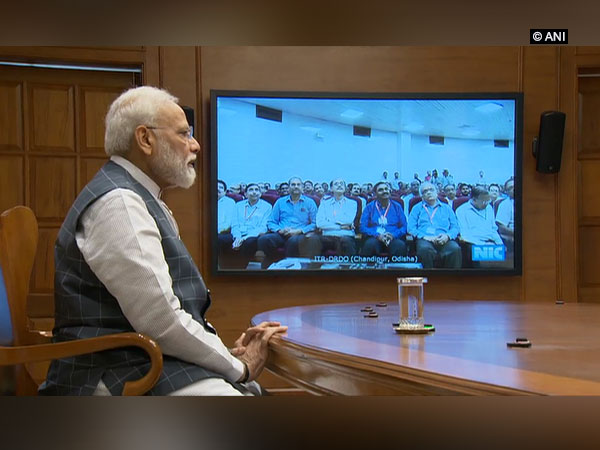 Prime Minister Narendra Modi during his interaction with scientists on Wednesday. Photo/ANI