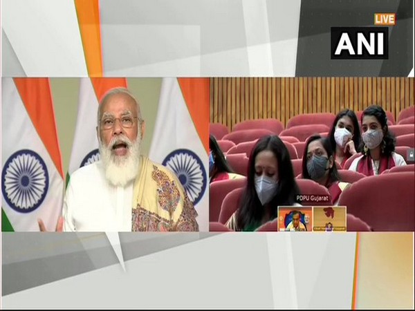 Prime Minister Narendra Modi addressing students at the convocation of Pandit Deendayal Petroleum University