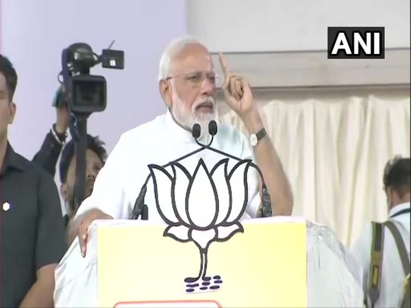 Prime Minister Narendra Modi while addressing a rally at Mysore in Karnataka on Tuesday. Photo/ANI