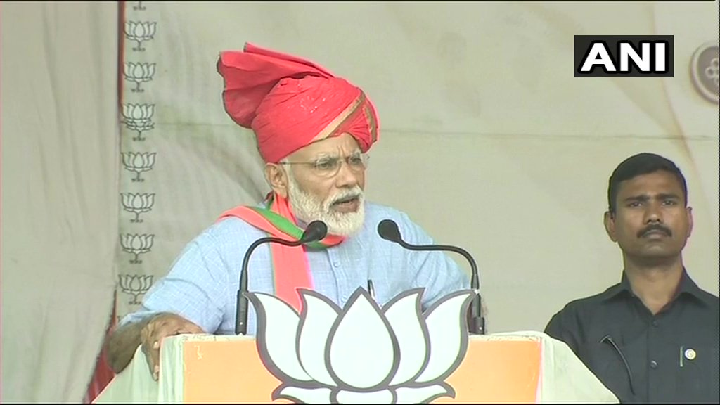 Prime Minister Narendra Modi while addressing a public rally at Kathua in Jammu and Kashmir on Sunday. Photo/ANI