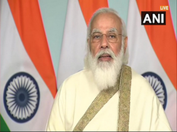 PM Narendra Modi speaking at the centenary celebrations of Aligarh Muslim University on Tuesday. [Photo/ANI]