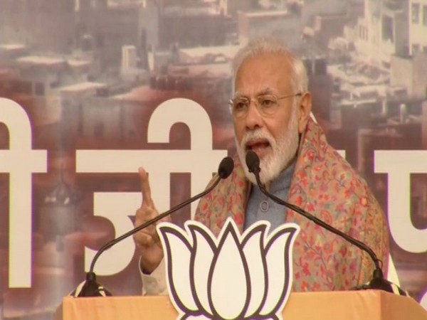 Prime Minister Narendra Modi speaking at a rally in New Delhi on Sunday. Photo/ANI