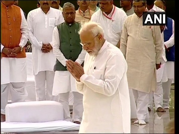 PM Modi pays tribute to late Atal Bihari Vajpayee on his first death anniversary. (Photo/ANI)