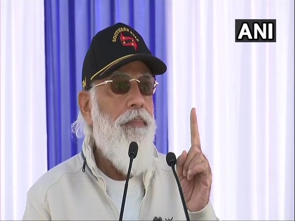 Prime Minister Narendra Modi in Jaisalmer, Rajasthan on Saturday. (Photo/ANI)