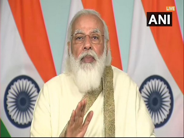 PM Narendra Modi speaking at the centenary celebrations of Aligarh Muslim University on Tuesday. [Photo/ANI]