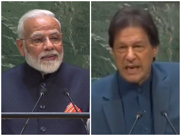 Prime Minister Narendra Modi and his Pakistani counterpart Imran Khan at the UN General Assembly in New York on Friday.