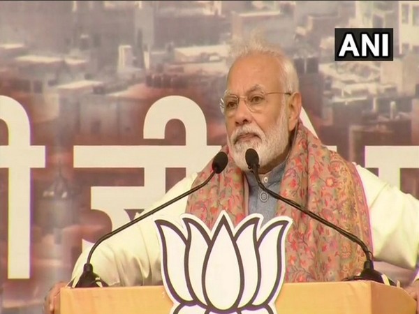 Prime Minister Narendra Modi speaking at a rally in New Delhi on Sunday. Photo/ANI