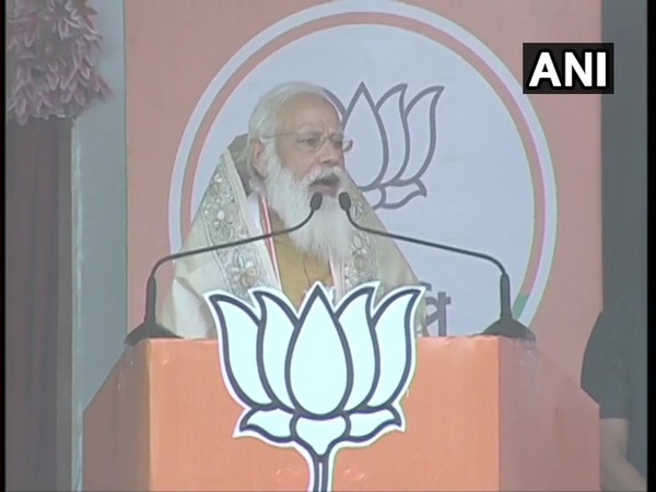 Prime Minister Narendra Modi addressing a public rally in West Bengal's East Midnapore. (Photo/ ANI)
