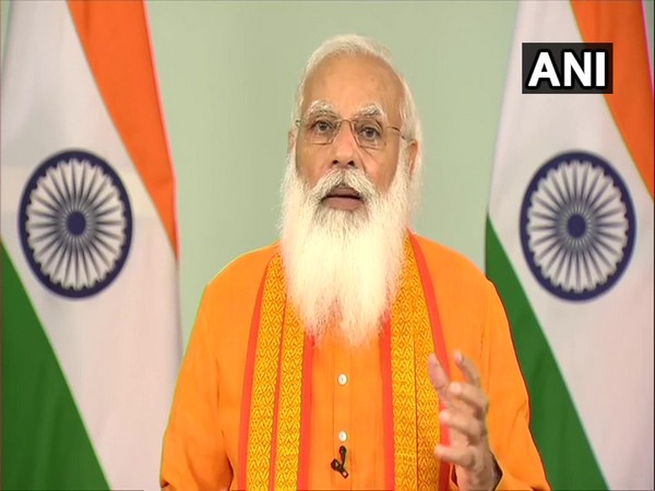 Prime Minister Narendra Modi addressing the nation on International Yoga Day. (Photo/ ANI)