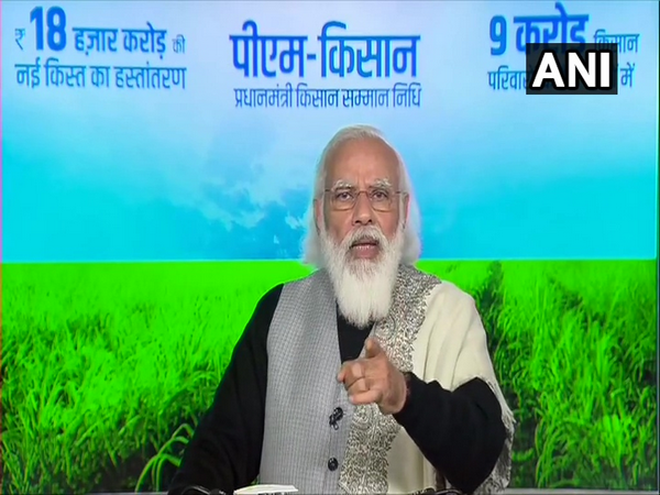 PM Narendra Modi addressing farmers on Friday via video conferencing.