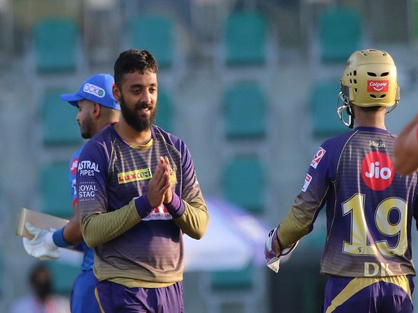 KKR spinner Varun Chakravarthy celebrates after dismissing Shreyas Iyer (Photo/ iplt20.com)