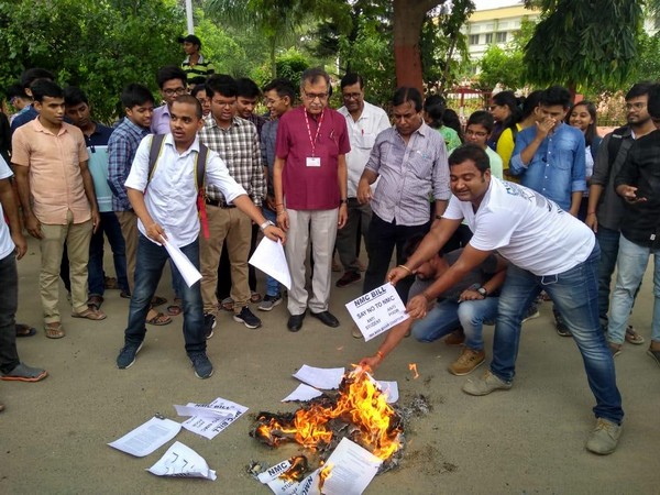 Doctors while protest against the NMC bill on Tuesday in New Delhi. Photo/ANI
