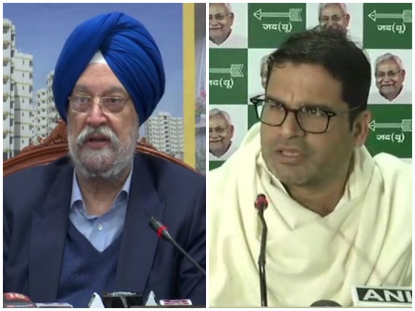 Union Minister Hardeep Singh Puri (L) Poll strategist Prashant Kishor (R)