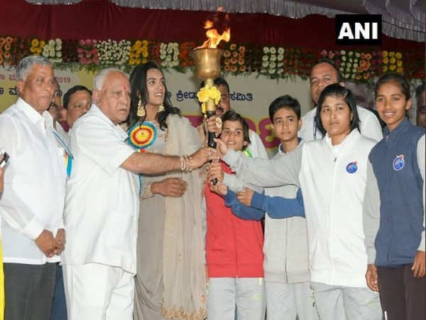 Yeddyurappa and PV Sindhu inaugurate Yuva Dasara sports event on Tuesday. 