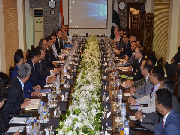 India and Pakistan delegation during second round of talk on Kartarpur corridor in Wagah on Sunday.