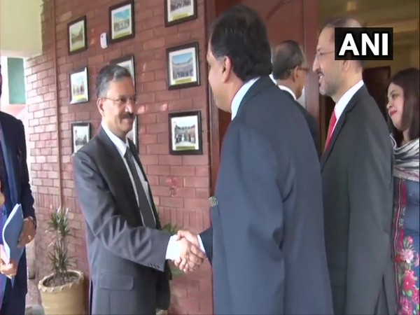 SCL Das, Joint Secretary (Internal Security) in Ministry of Home Affairs (in Pic 1) received by Dr Mohammad Faisal, Spokesperson of Ministry of Foreign Affairs Pakistan, at Wagah on Sunday