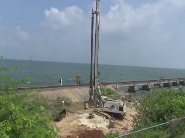 Construction of new Pamban Rail Bridge taking place on Wednesday.