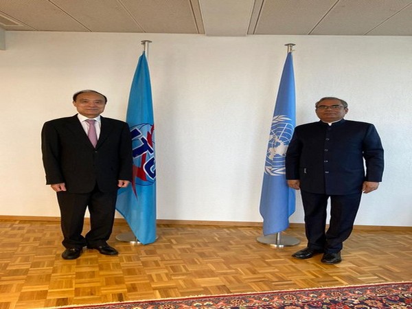 Permanent Representative of India to UN Indra Mani Pandey (PR) calls on Secretary-General of the ITC Houlin Zhao.