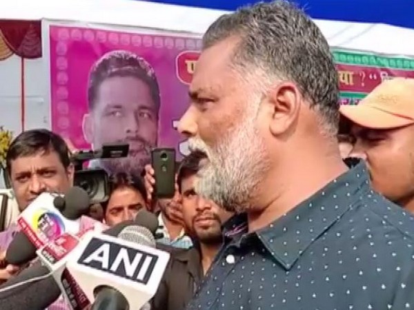 JAP leader Pappu Yadav speaking to reporters on Sunday. Photo/ANI