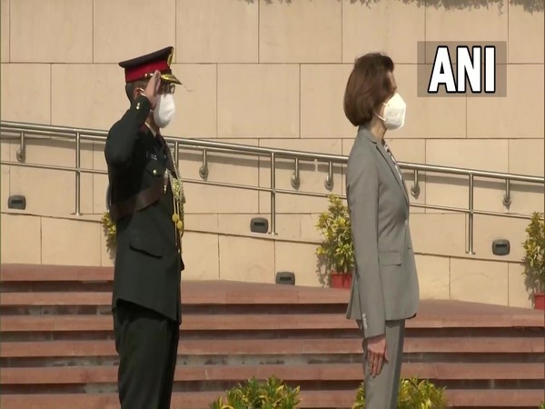 French Defence Minister Florence Parly paying tribute at the National War Memorial. (ANI)