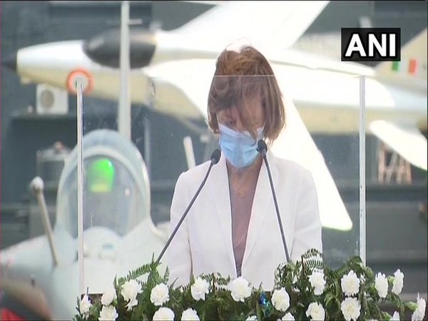 French Defence Minister Florence Parly at Ambala airbase on Thursday.
