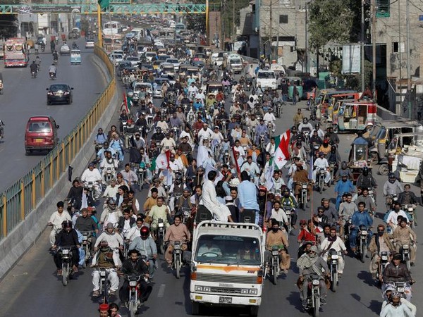 People stage a protest against the arrest of PTM leader Manzoor Pashteen in Karachi on Tuesday.