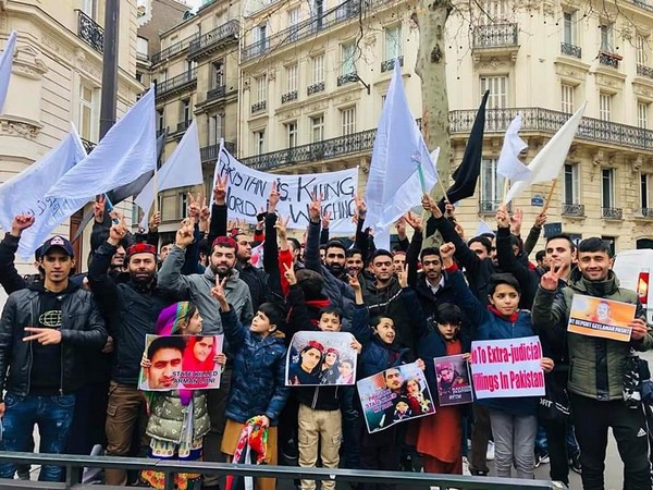 Pashtuns hold protest in Paris against the abduction of Pashtun Tahafuz Movement's leader Manzoor Pashteen