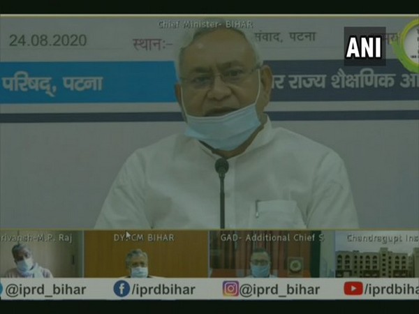 Bihar CM Nitish Kumar speaking at the event on Monday. Photo/ANI