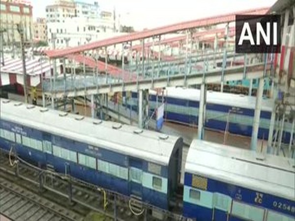 Indian Railways installs two trains as isolation coaches in Patna Junction on Thursday. (Photo/ANI)