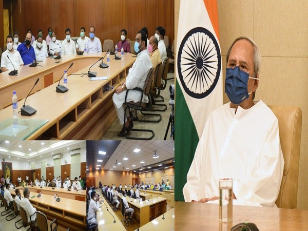 Odisha CM Patnaik chairs legislative party meeting ahead Monsoon session of state Assembly. (Photo/ANI)