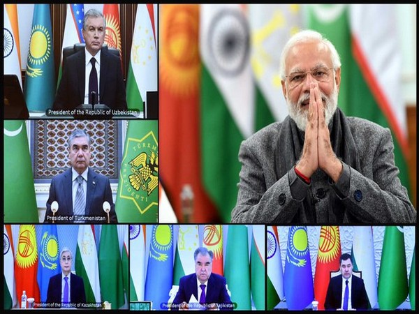 Prime Minister Narendra Modi at the First Central Asian Summit with other leaders (Twitter/Arindam Bagchi)