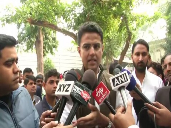 Rajasthan Deputy Chief Minister Sachin Pilot speaking to reporters in Jaipur on Thursday. Photo/ANI