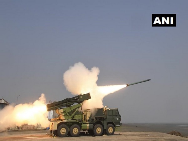 DRDO successfully testfires advanced version of Pinaka rockets on Wednesday. Photo/ANI