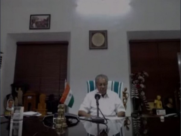 Kerala Chief Minister Pinarayi Vijayan during video conference with media on Tuesday. (Photo/ANI)