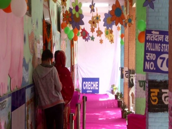 Pink Booth in Jal Vihar Polling Station. Photo/ANI