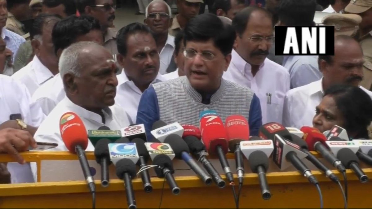 Union Railways Minister speaking to reporters in Tuticorin on Monday.
