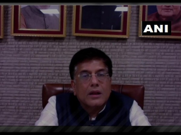 Union Minister Piyush Goyal speaking at the webinar 'Business continuity between India and France during COVID' on Friday. Photo/ANI