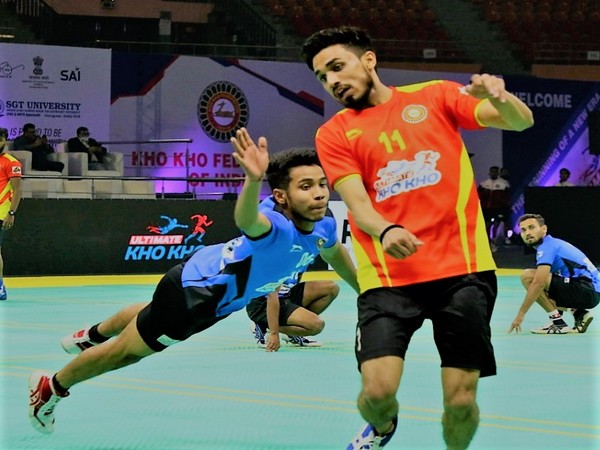 Players in action during Super League Kho Kho Tournament. 