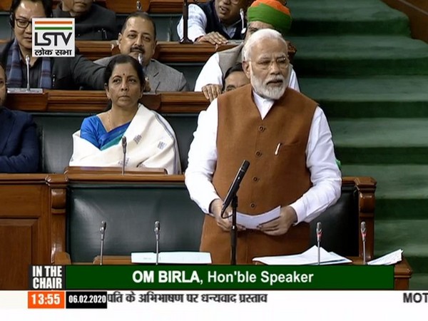 Prime Minister Narendra Modi replying to the President's address during the Motion of Thanks in the Lok Sabha on Thursday.