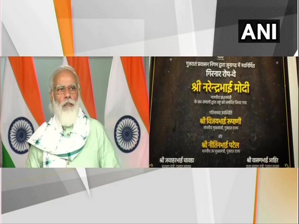 Prime Minister Narendra Modi while inaugurating three projects in Gujarat via video conferencing on Saturday. (Photo/ANI)
