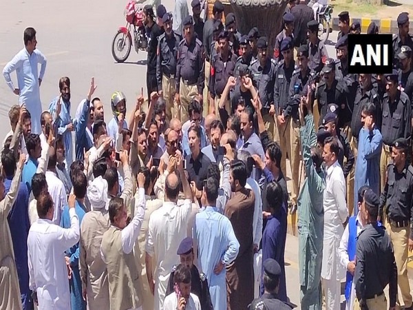 Protests against hypropower projects in PoK underway in Muzaffarabad on June 16 (Photo/ANI)