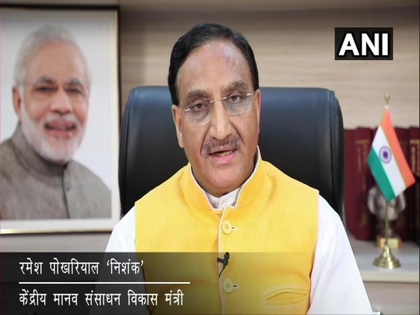 Union HRD Minister Ramesh Pokhriyal Nishank speaking on Wednesday