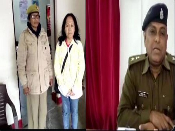 The arrested Indonesian woman by Uttar Pradesh Police. (Photo/ANI)