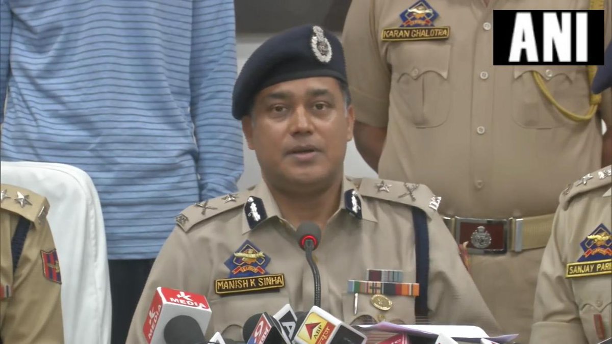 ammu Inspector General of Police MK Sinha while speaking to media persons on Monday in Jammu and Kashmir. Photo/ANI